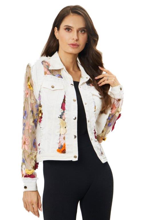 White Embroidered Jean Jacket