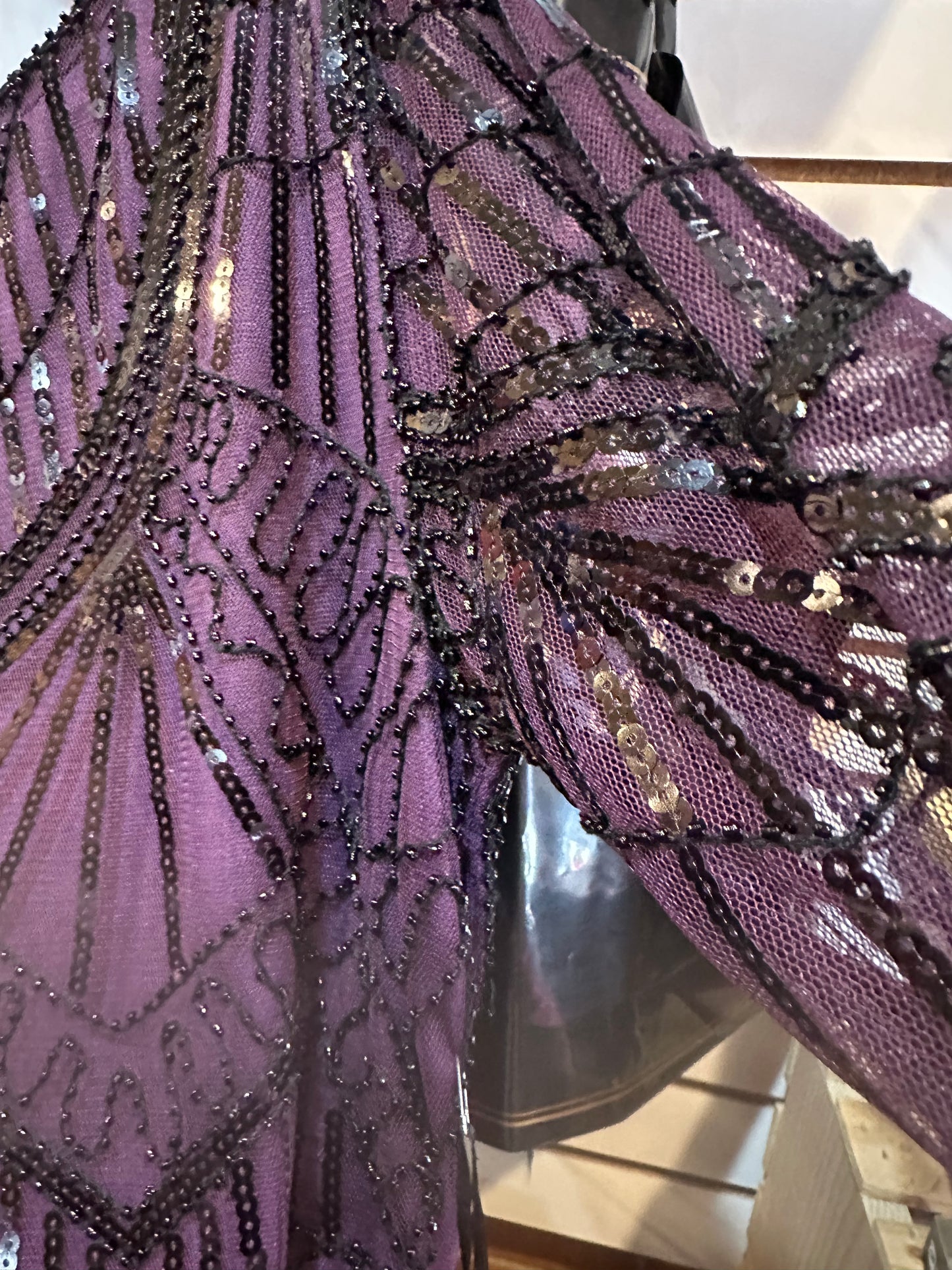 Black Sequin Margaux Fringe Cocktail Dress