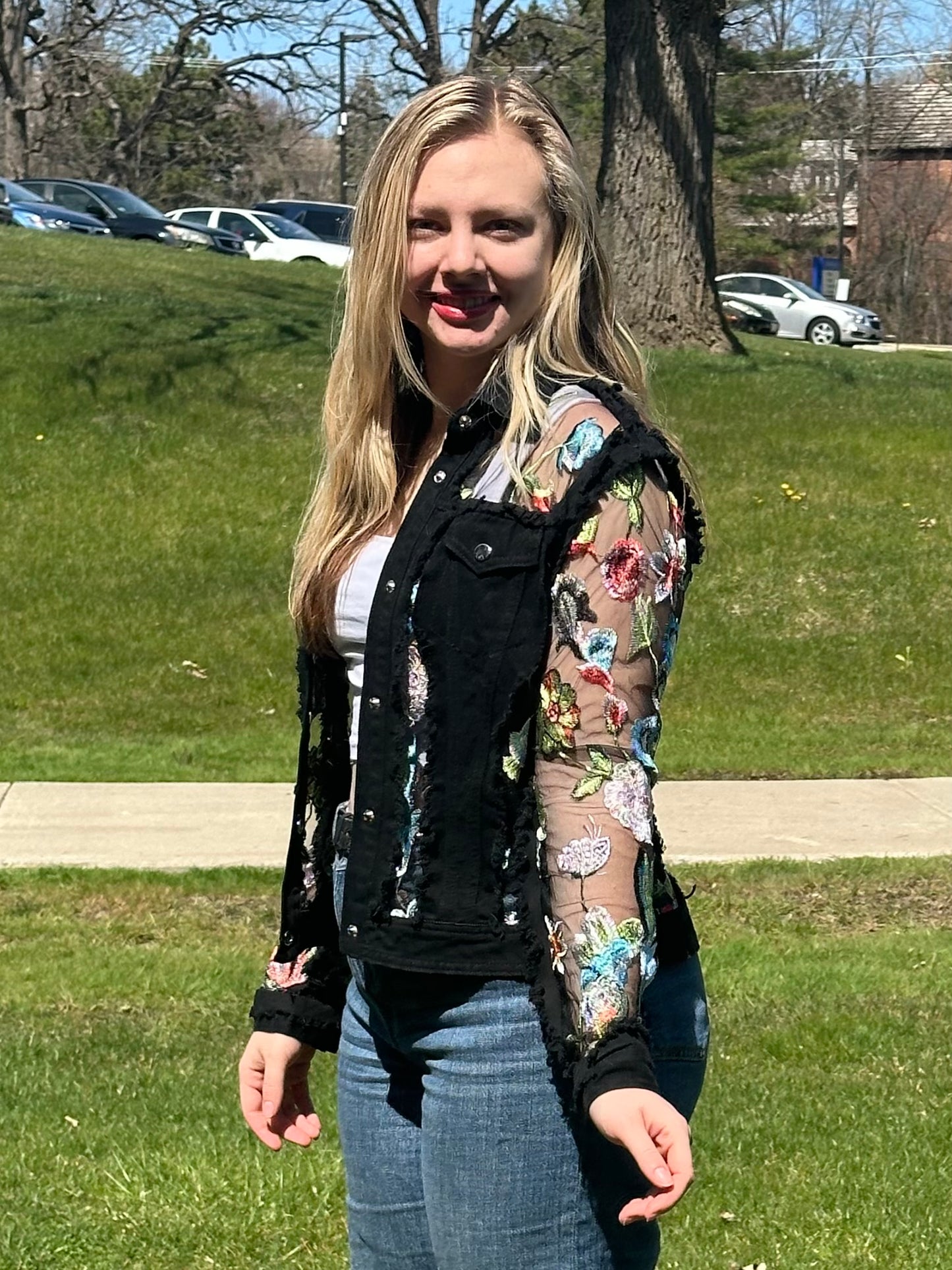 Embroidered Black Jean Jacket