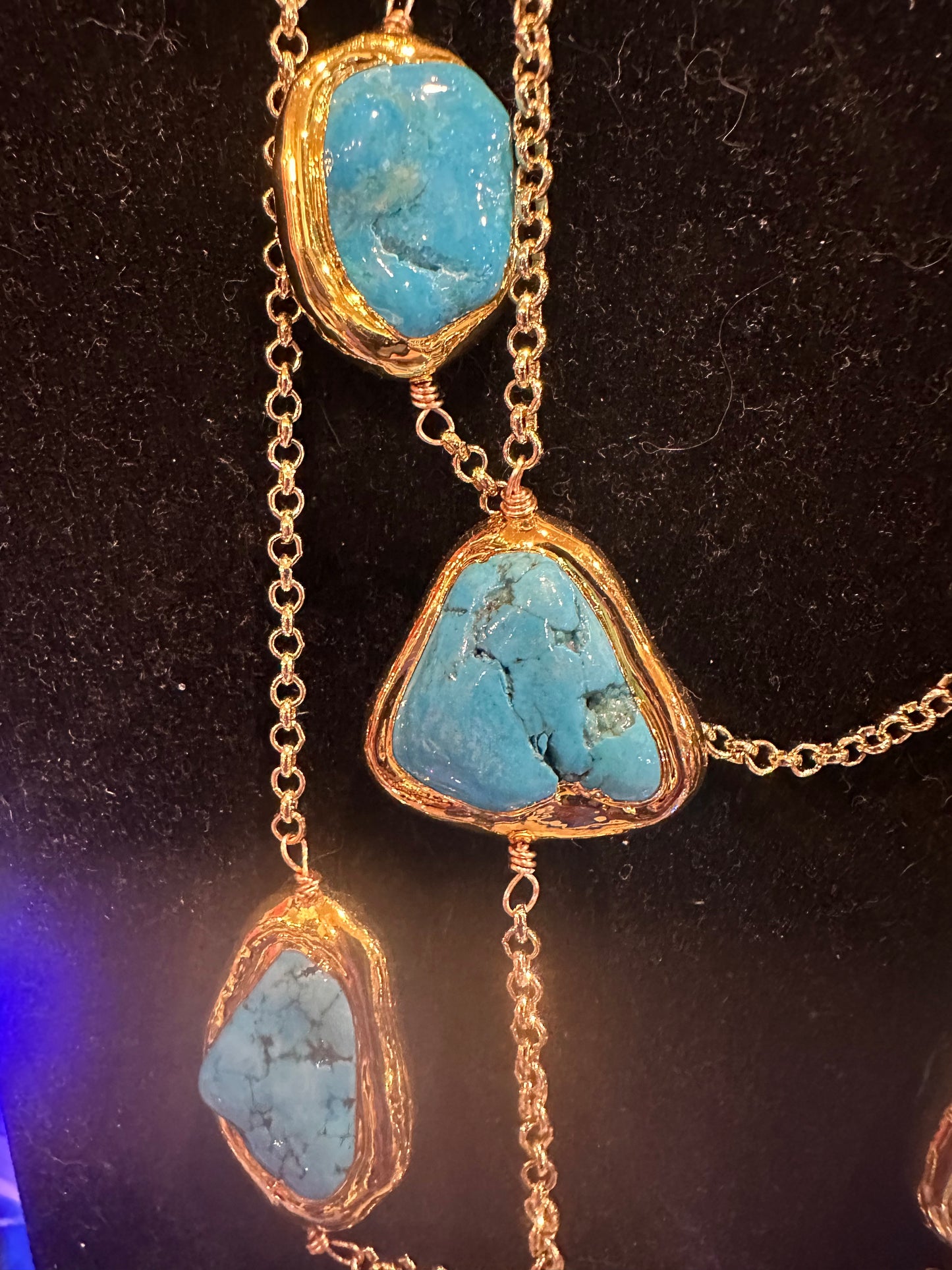 Beautiful Triple Turquoise strand Necklace