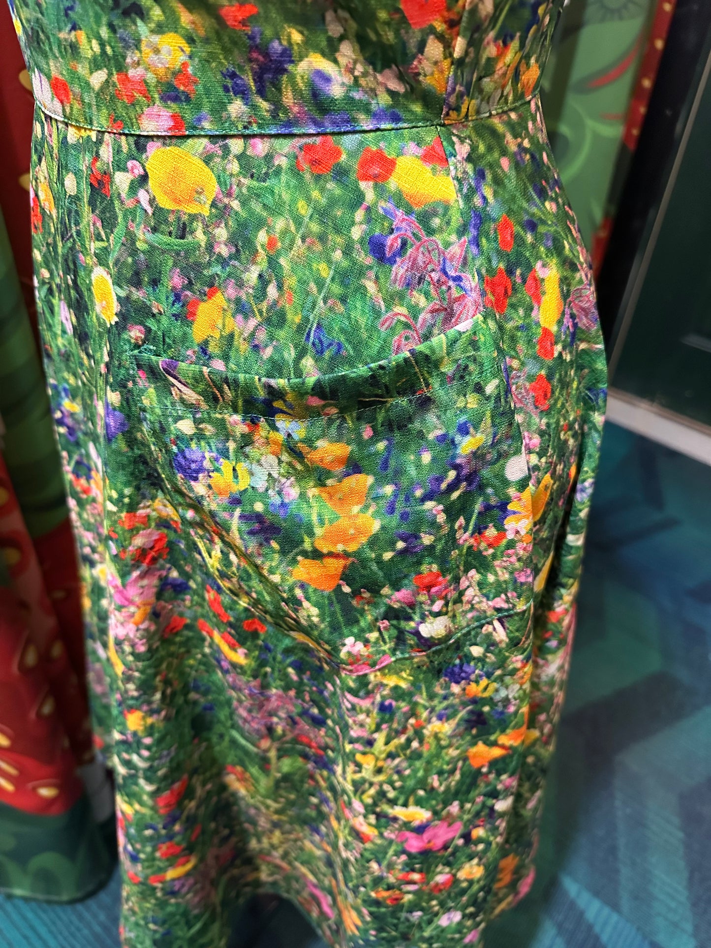 1950’s Green Meadows Fit & Flare Halter Dress