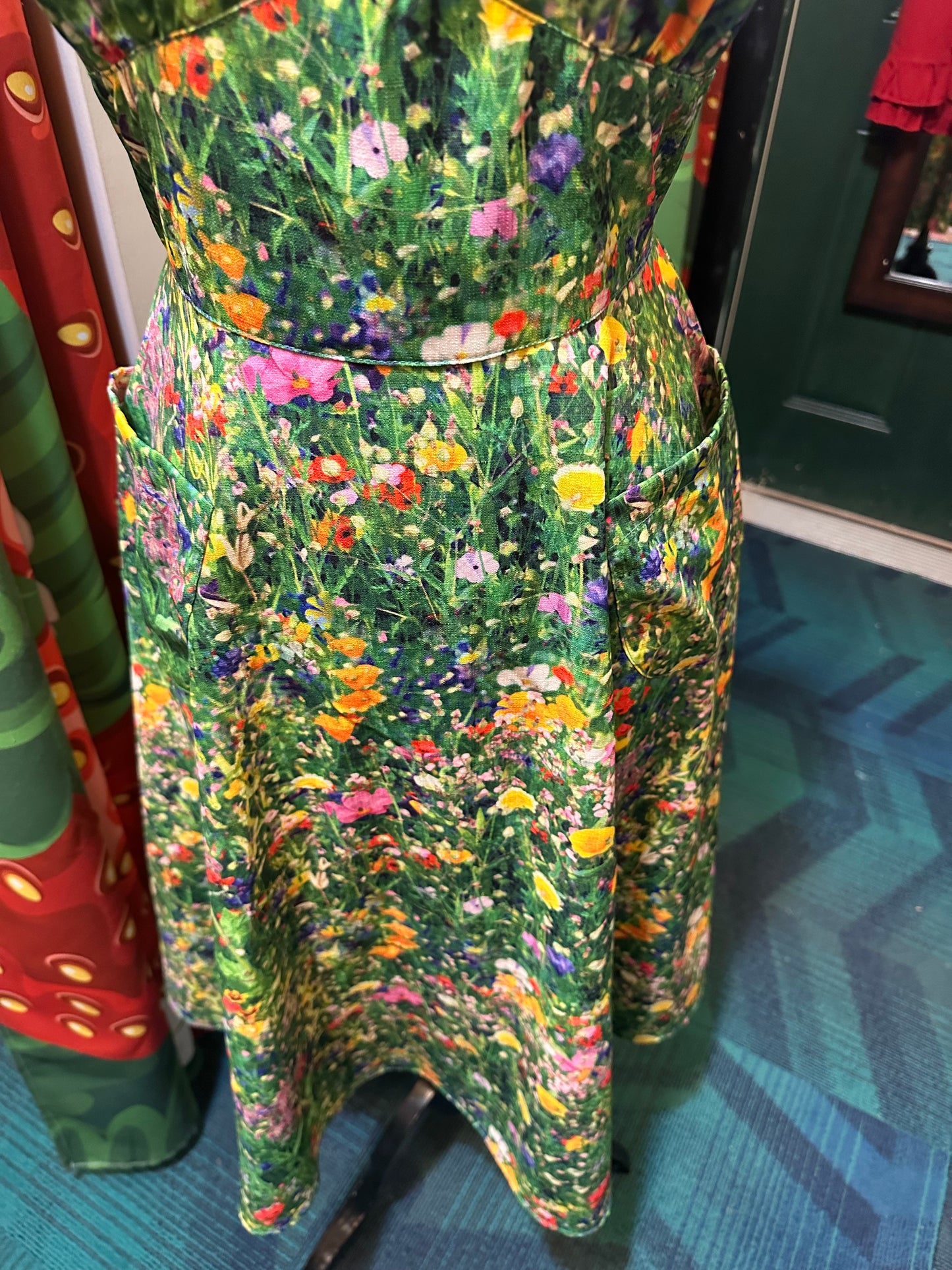 1950’s Green Meadows Fit & Flare Halter Dress