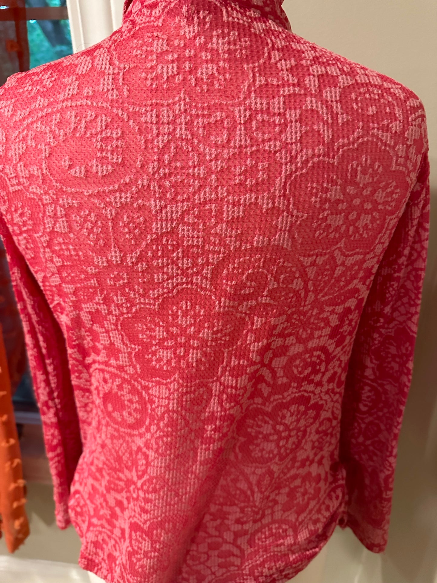 Pink Lace Imprint Side Cinched Jacket