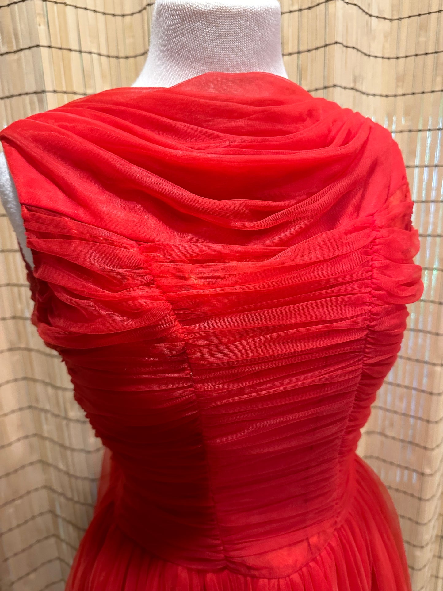 1950s Elegant Red Party Gown