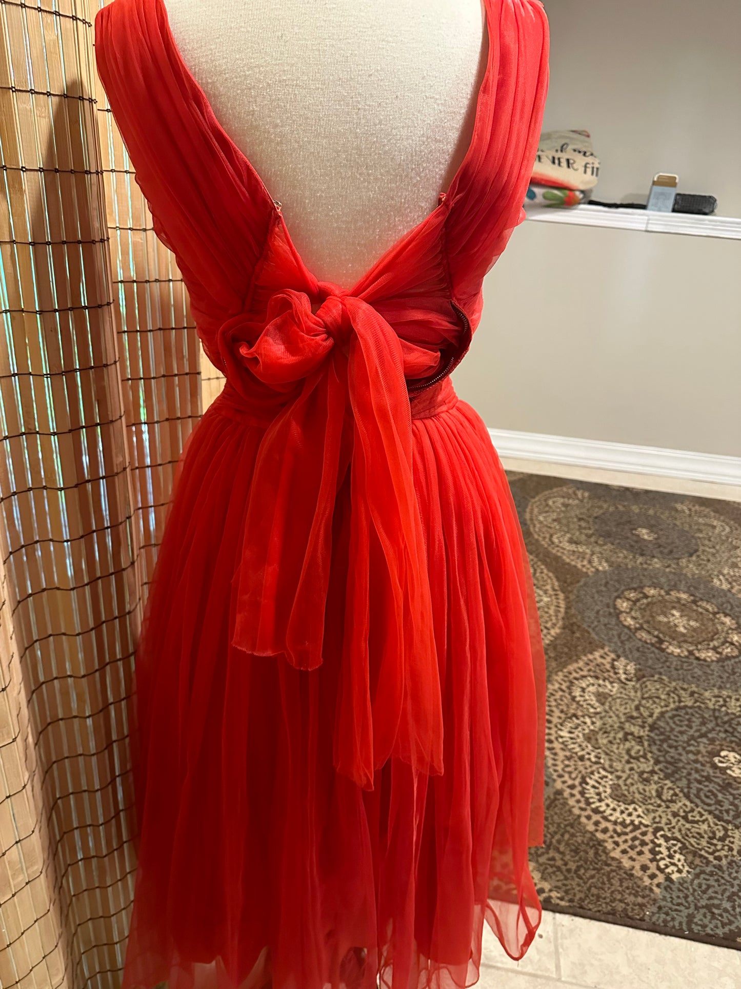 1950s Elegant Red Party Gown