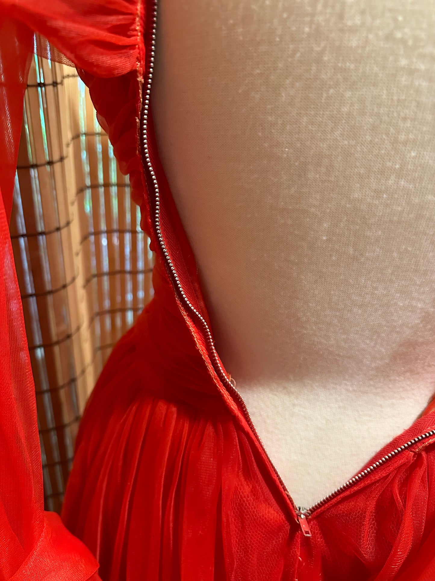 1950s Elegant Red Party Gown
