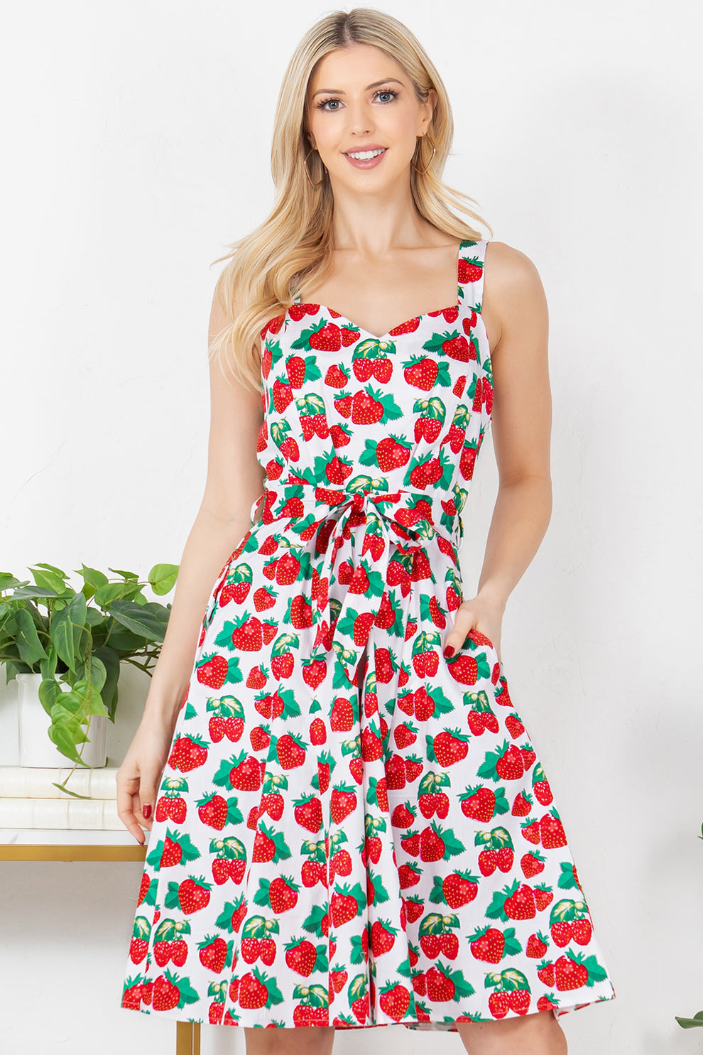 Vintage Style Summer Cotton Strawberry Dress