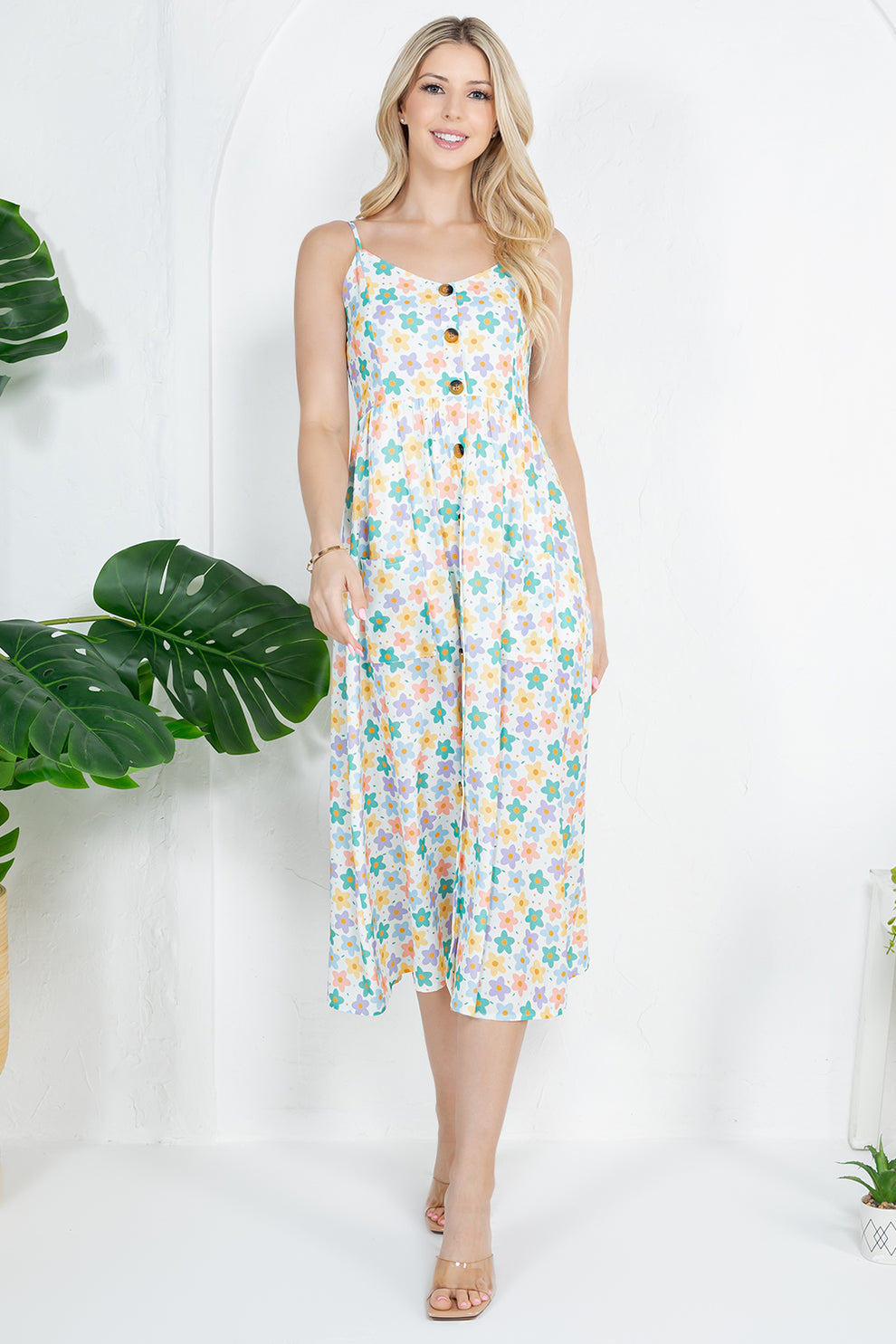Pretty Pastel Flower Maxi Dress