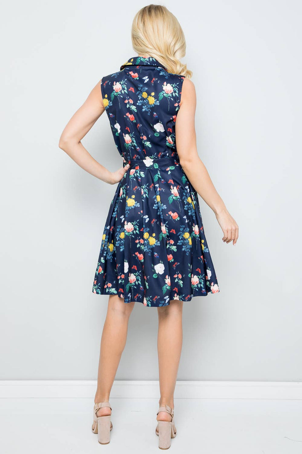 Navy Flower Garden Button Dress