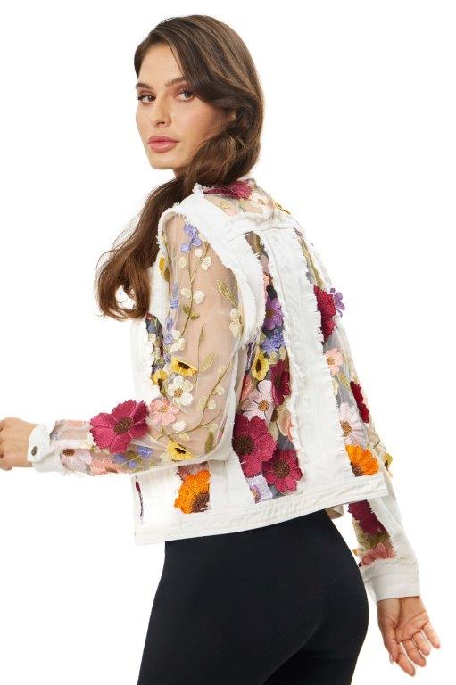 White Embroidered Jean Jacket