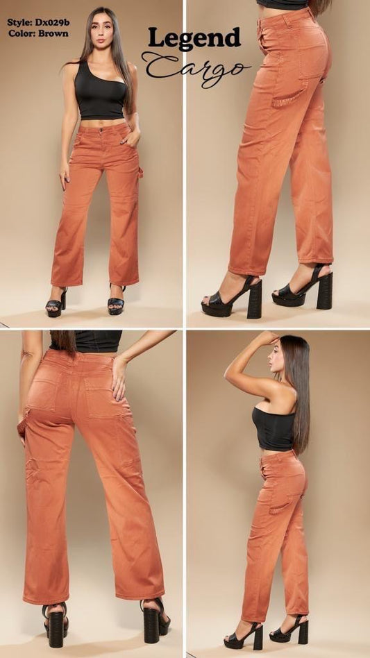 Wide Leg Cargo Pants Brown-Clay