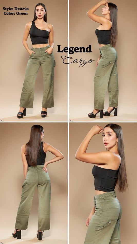 Wide Leg Cargo Pants -Army Green