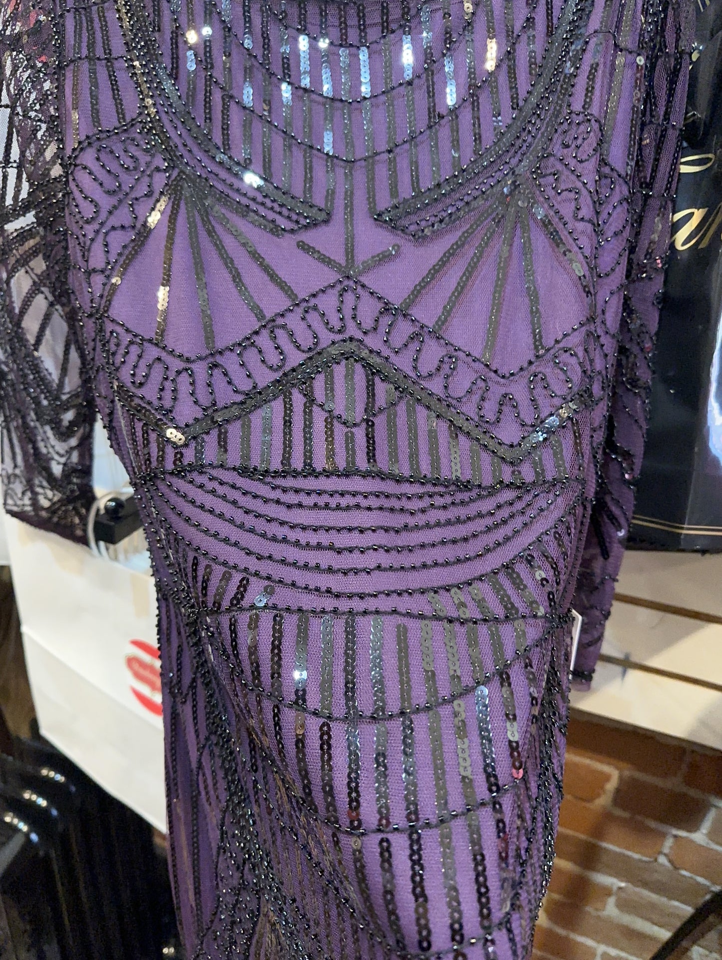 Black Sequin Margaux Fringe Cocktail Dress