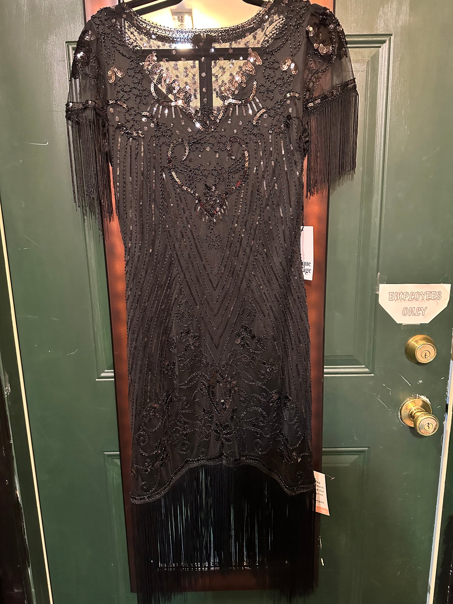 Unique Vintage 1920s Black Beaded Flapper