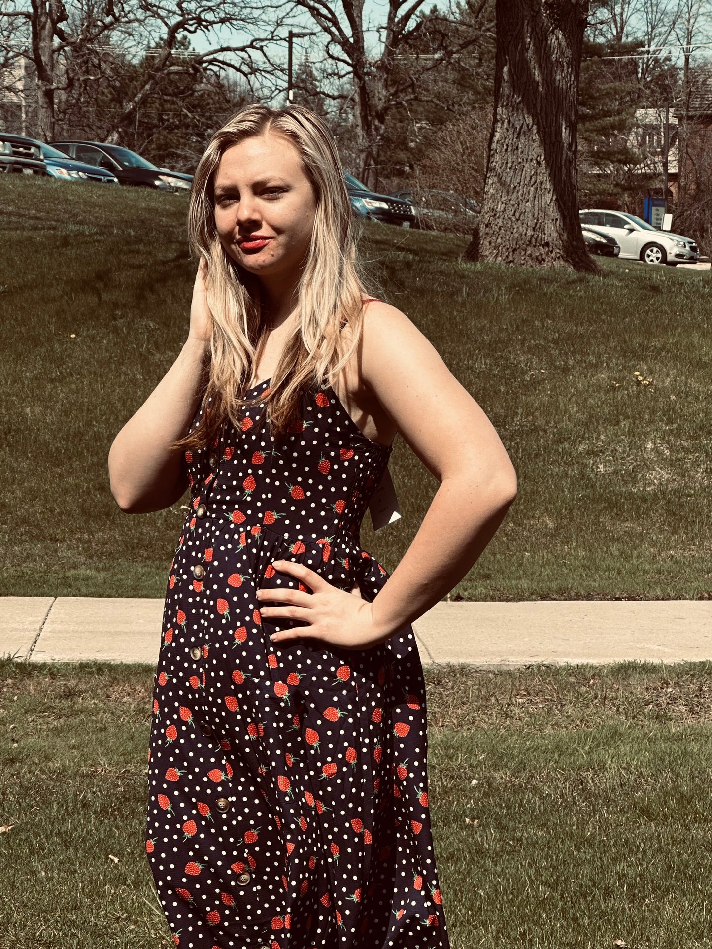 Strawberry Maxi Dress with Pockets!