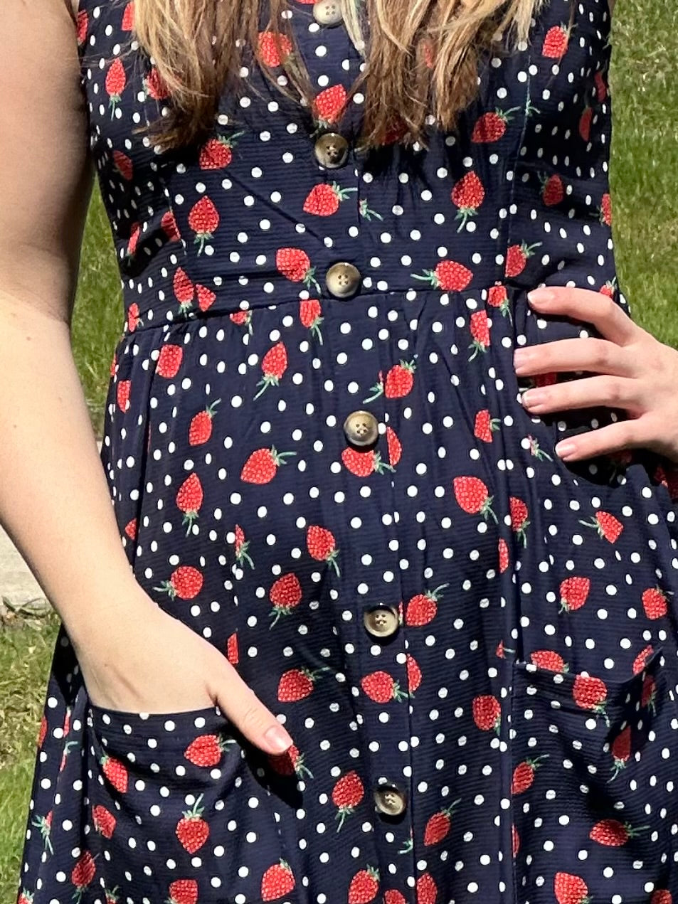 Strawberry Maxi Dress with Pockets!