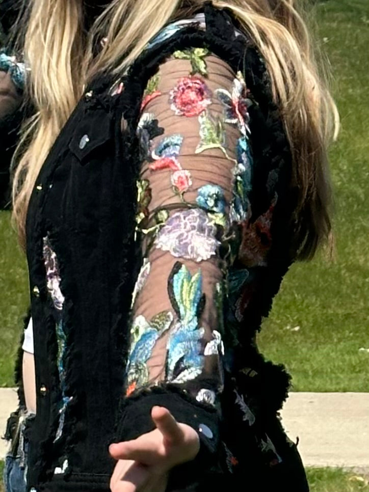 Embroidered Black Jean Jacket