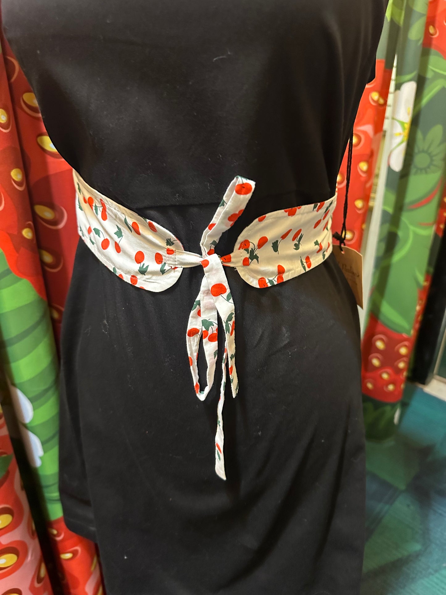 1960’s Black Dress with Cherry Collar & Belt Dress!