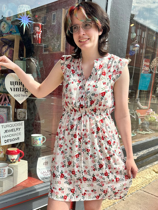 White Floral Dress With Sparkle