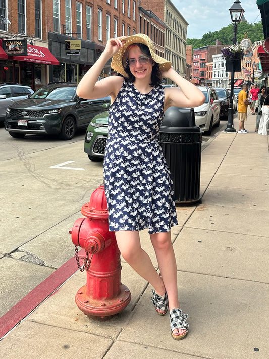 Beautiful Navy Swan Design Dress!