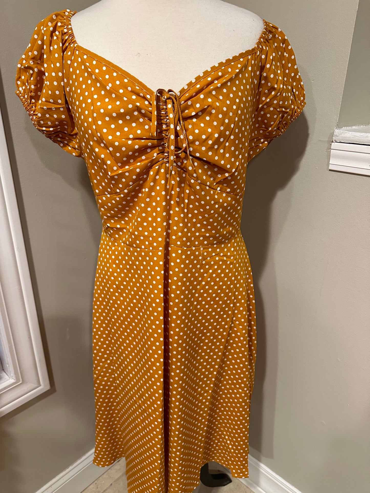 Vintage Style Yellow/Mustard Polka Dot Dress