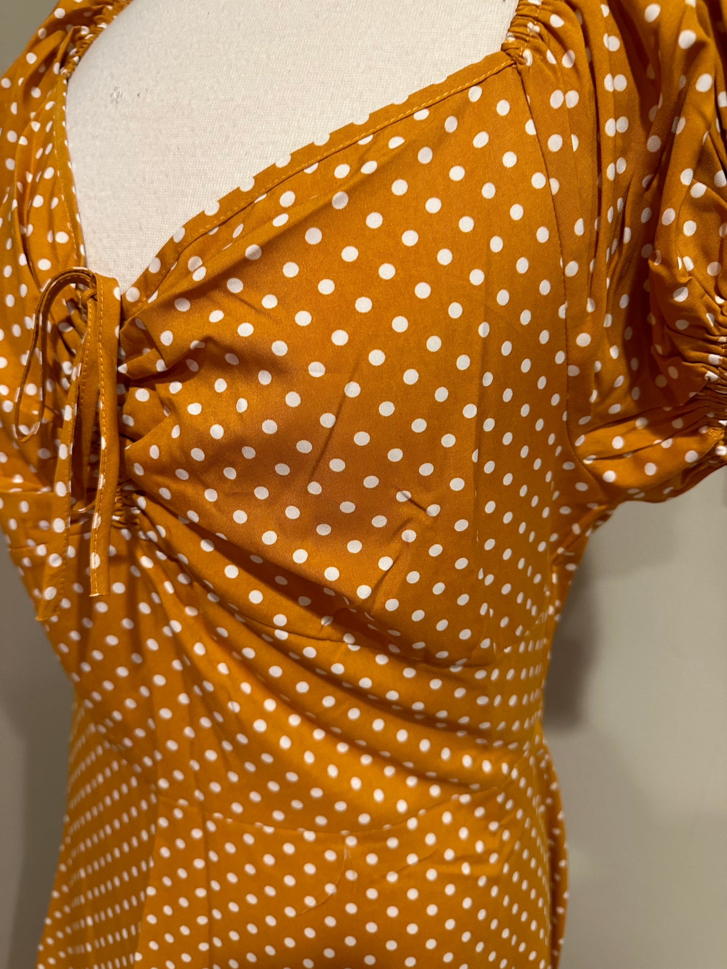 Vintage Style Yellow/Mustard Polka Dot Dress