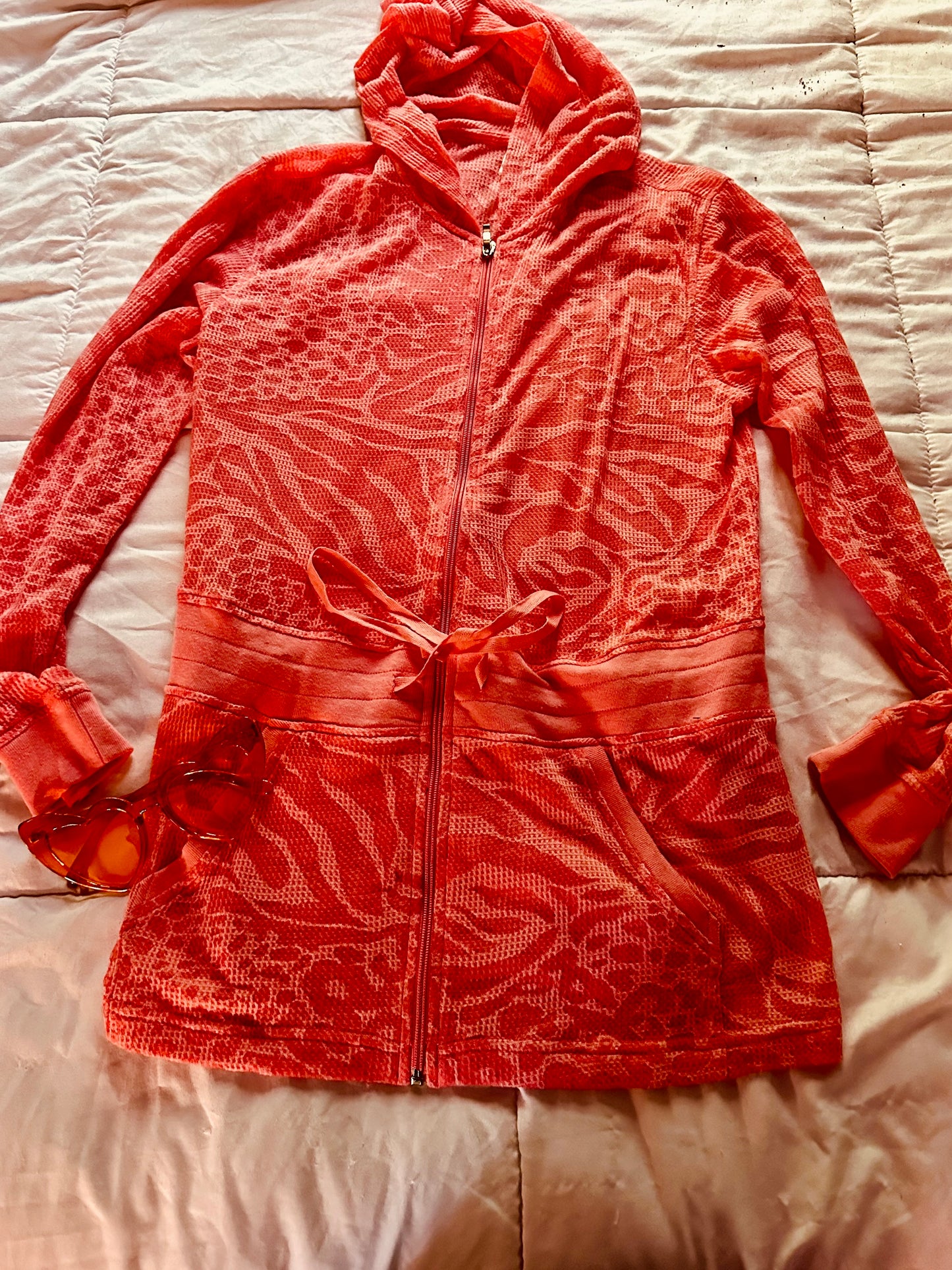 Breezy Summer Pretty Coral Tunic Jacket