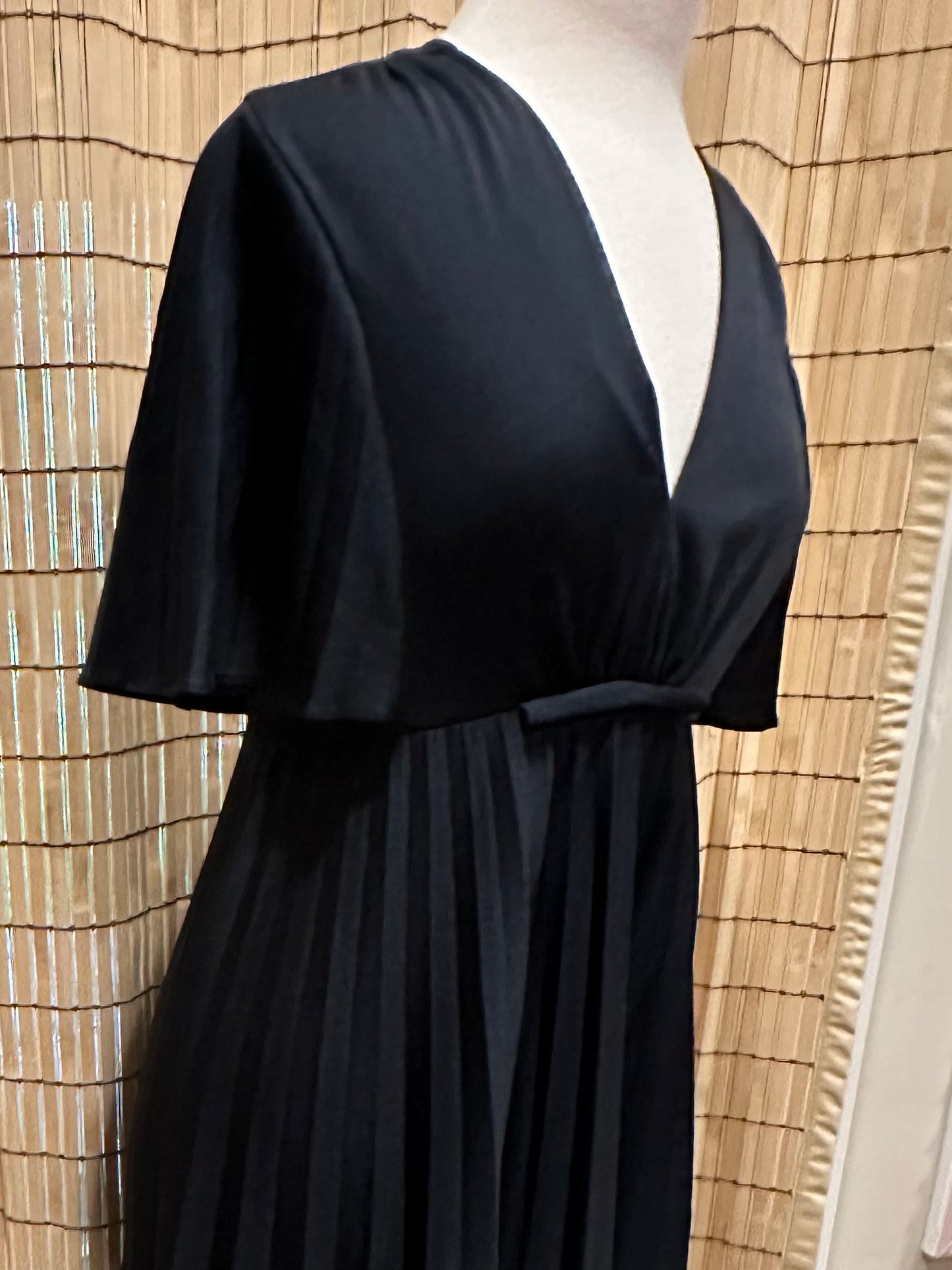 1970s Black Gown with Butterfly Sleeves