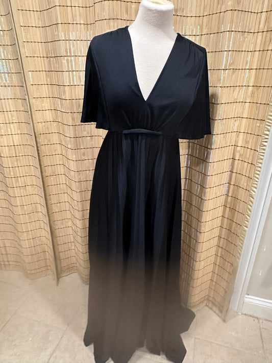 1970s Black Gown with Butterfly Sleeves