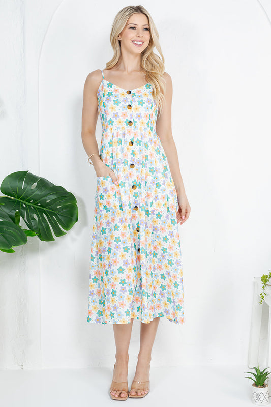 Pretty Pastel Flower Maxi Dress