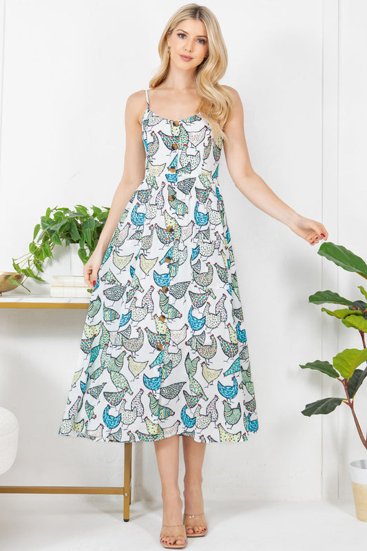 Colorful Charming Chicken Maxi Dress!